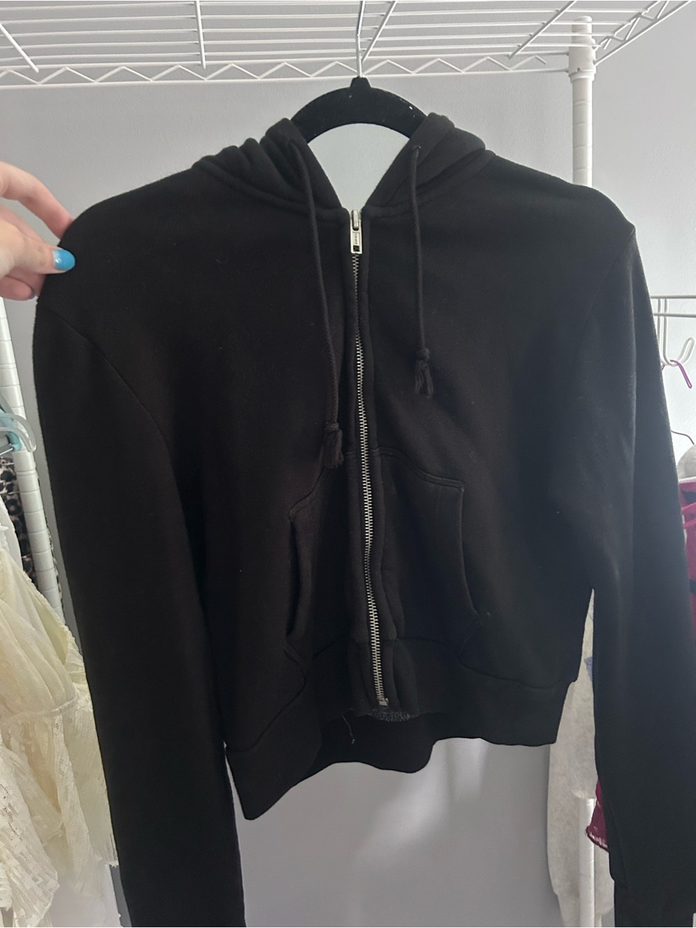 Brandy Melville cropped black hoodie